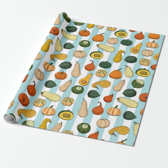 Papier Cadeau Motif sans couture avec des squashe dessinés à la  (Déroulé)