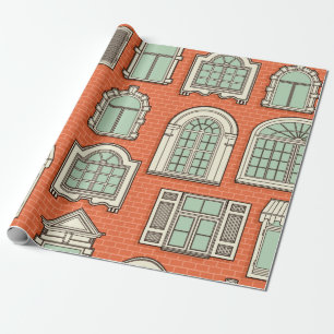 Papier Cadeau Motif sans couture avec fenêtres vintages.