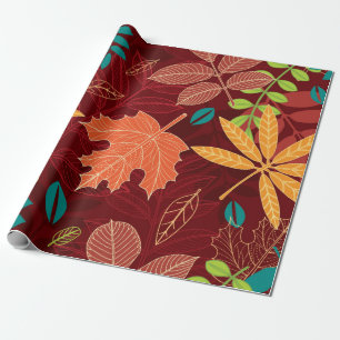 Papier Cadeau Motif sans couture avec feuilles d'automne