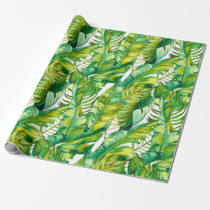Papier Cadeau Motif sans couture avec feuilles de bananes tropic
