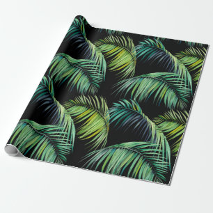 Papier Cadeau Motif sans couture avec feuilles de palmiers tropi