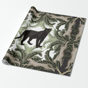 Papier Cadeau Motif sans couture avec feuilles tropicaux et anim