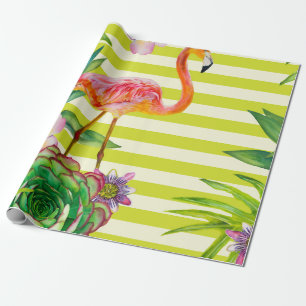 Papier Cadeau motif sans couture avec flamant rose et tr exotiq