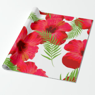 Papier Cadeau Motif sans couture avec fleur tropicale, feuilles