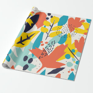 Papier Cadeau Motif sans couture avec fleurs peintes à la main e