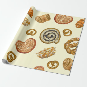 Papier Cadeau Motif sans couture avec produit de boulangerie