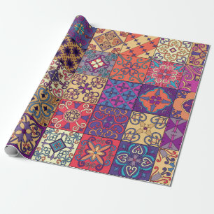 Papier Cadeau Motif sans couture avec tuiles portugaises en tala