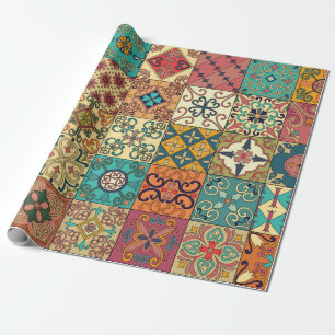 Papier Cadeau Motif sans couture avec tuiles portugaises en tala