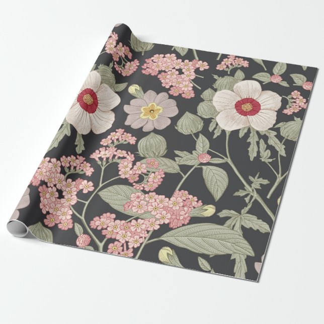 Papier Cadeau Motif sans couture. Beau tissu fleurissant réalité (Déroulé)