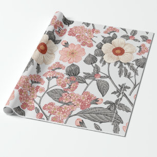 Papier Cadeau Motif sans couture. Beau tissu fleurissant réalité