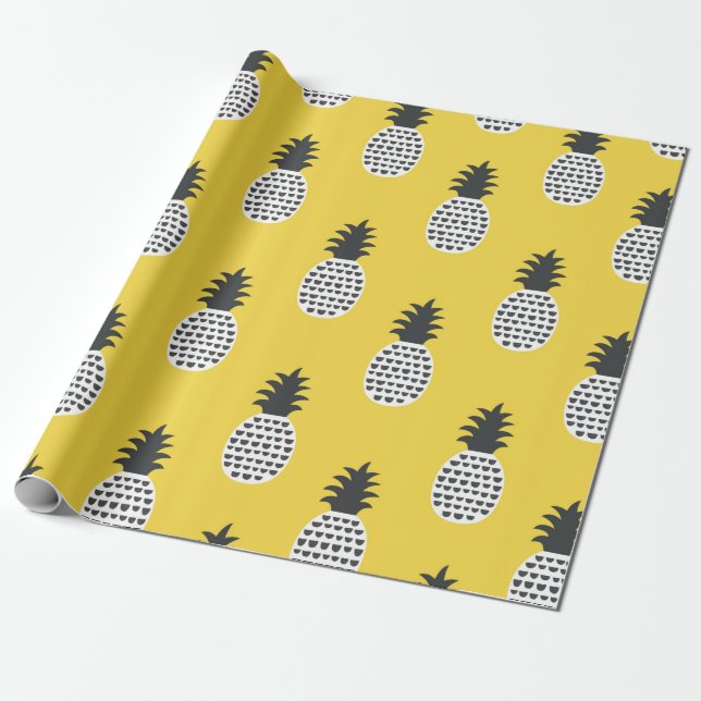 Papier Cadeau Motif sans couture d'ananas amusant (Déroulé)