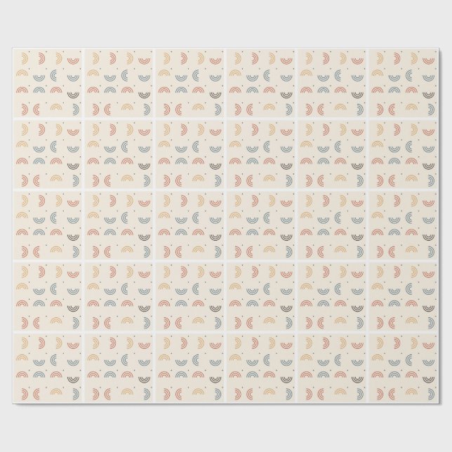 Papier Cadeau Motif sans couture d'arche de Boho Rainbow (Plat)