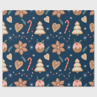 Papier Cadeau Motif sans couture de biscuits de Noël au gingembr