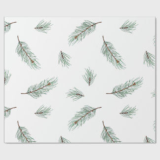 Papier Cadeau Motif sans couture de branche de pin moderne minim