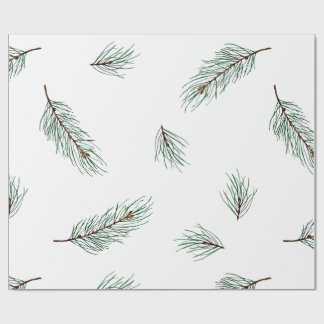 Papier Cadeau Motif sans couture de branche de pin moderne minim