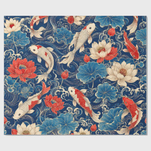 Papier Cadeau Motif sans couture de carpes koï japonaises & lotu