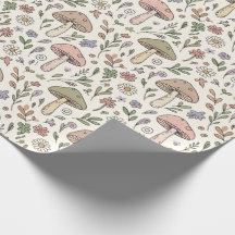 Motif sans couture de champignons fongiques pastel