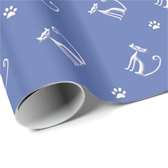 Papier Cadeau motif sans couture de chat (Coin rond)