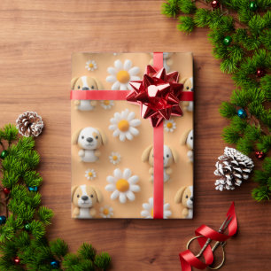 Papier Cadeau Motif sans couture de chiot tricoté mignon et de m