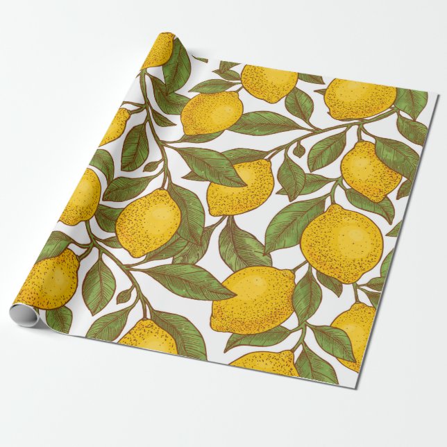 Papier Cadeau Motif sans couture de citron (Déroulé)
