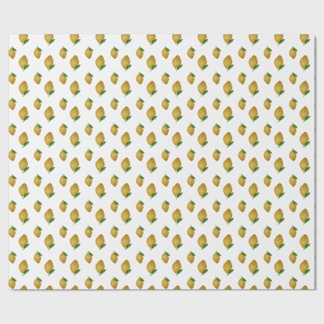 Papier Cadeau Motif sans couture de citrons d'aquarelle (Couture)
