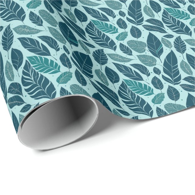 Papier Cadeau Motif sans couture de feuille tropicale moderne sa (Coin rond)