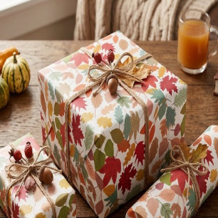 Papier Cadeau Motif sans couture de feuilles d'automne colorées