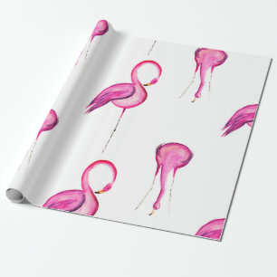 Papier Cadeau Motif sans couture de flamant rose d'aquarelle