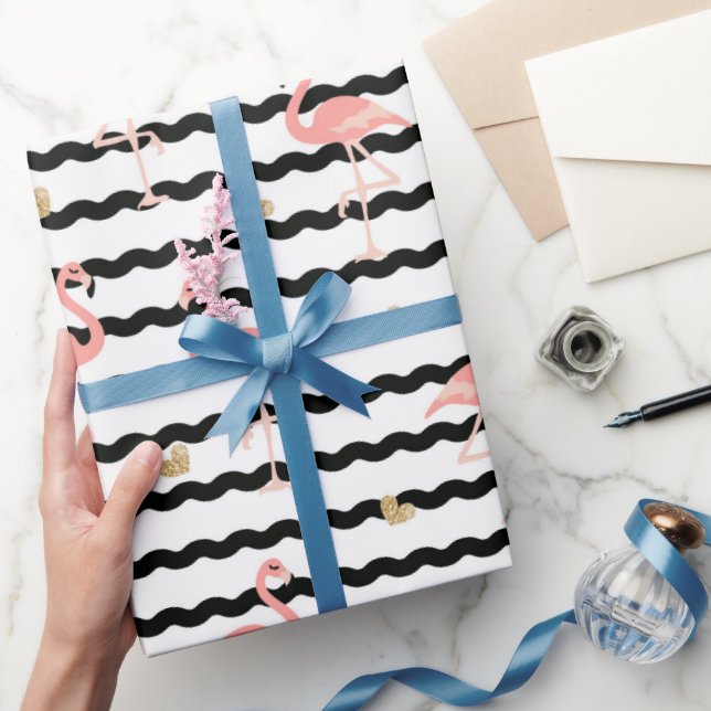 Papier Cadeau Motif sans couture de flamant rose mignon (Cadeaux)