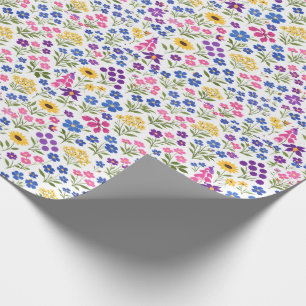 Papier Cadeau Motif sans couture de fleurs sauvages minimaliste