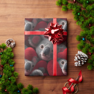 Papier Cadeau Motif sans couture de koala mignon et de cœur roug