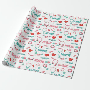 Papier Cadeau Motif sans couture de la vie d'infirmière blanche 