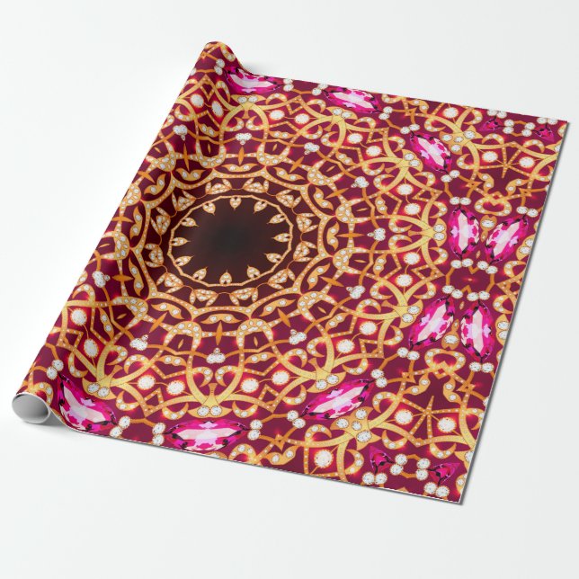 Papier Cadeau Motif sans couture de luxe mandala broch (Déroulé)