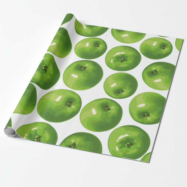 Papier Cadeau Motif sans couture de pomme verte (Déroulé)