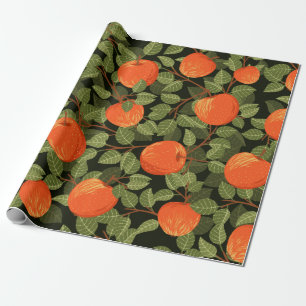 Papier Cadeau Motif sans couture de pommes avec feuilles verts p