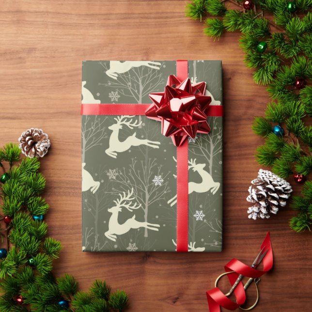Papier Cadeau Motif sans couture de rennes de Noël (Cadeau de vacances)