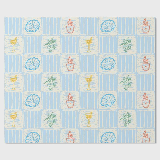 Papier Cadeau motif sans couture de style amalfi (Plat)