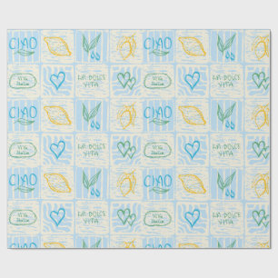 Papier Cadeau Motif sans couture de style Amalfi décoratif