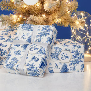 Papier Cadeau Motif sans couture de toile bleue Vacances d'hiver
