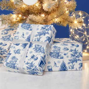 Papier Cadeau Motif sans couture de toile bleue Vacances d'hiver