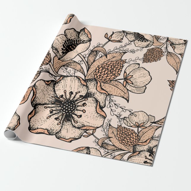 Papier Cadeau Motif sans couture de trait. Couleurs claires. Vin (Déroulé)