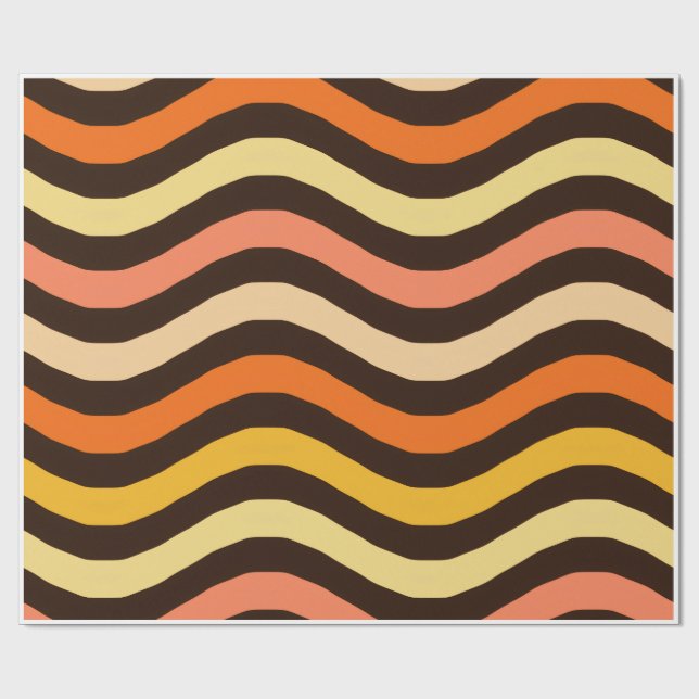 Papier Cadeau Motif sans couture de vagues rétro funky (Plat)