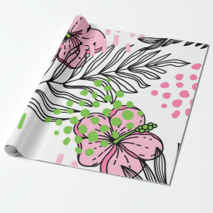 Papier Cadeau Motif sans couture d'éléments tropicaux, dessiné à