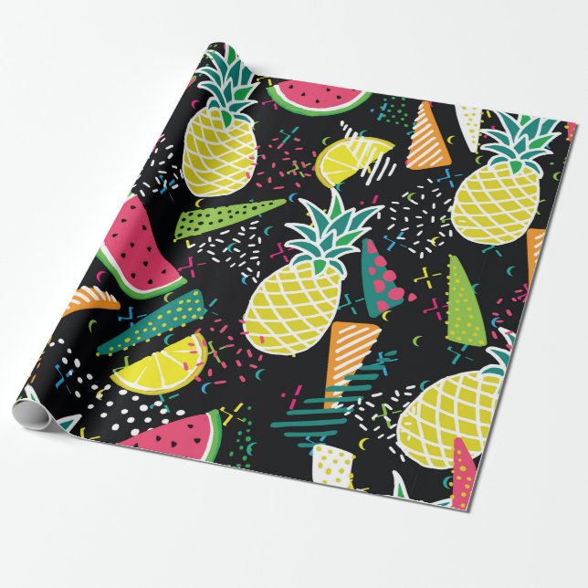 Papier Cadeau Motif sans couture dessiné à la main avec pastèque (Déroulé)