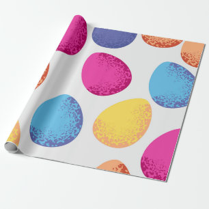 Papier Cadeau Motif sans couture d'oeufs colorés de Pâques sur b