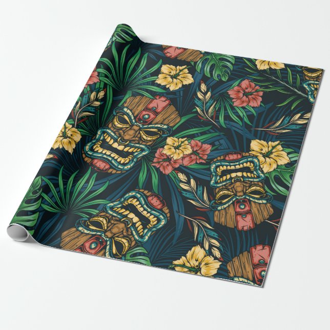 Papier Cadeau Motif sans couture Hawaiian tropical avec t (Déroulé)