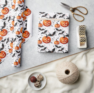Papier Cadeau Motif sans couture Jack Olantern Halloween