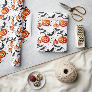 Papier Cadeau Motif sans couture Jack Olantern Halloween