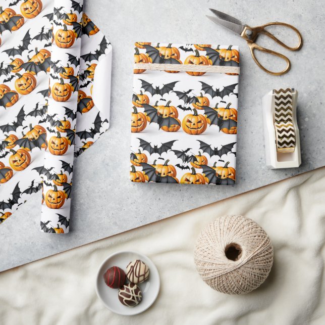 Papier Cadeau Motif sans couture Jack Olantern Halloween (Artisanat)