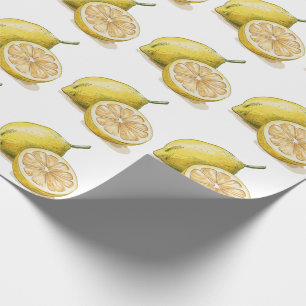 Papier Cadeau Motif sans couture moderne aquarelle citron jaune